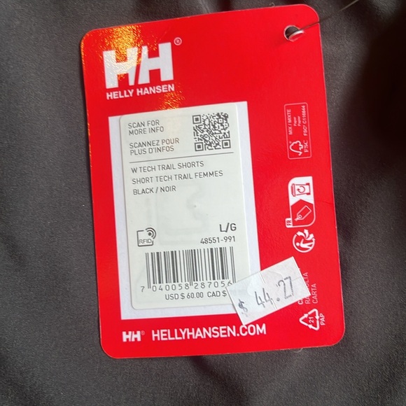 Helly Hansen Women’s Tech Trail shorts Black Large NWT - Picture 3 of 6